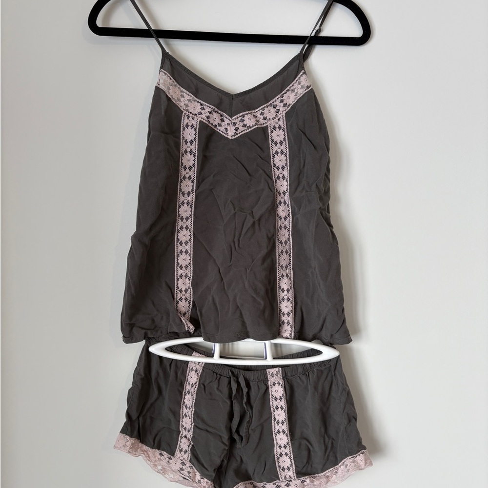 Adore Me olive Lace Trim sleep set
